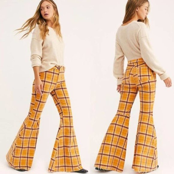 Free People Denim - Free People Just Float On Yellow Plaid Jeans 29 NWT